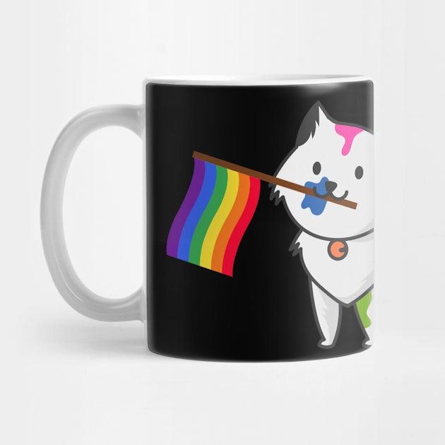 Gay Pride Cat With Rainbow Flag LGBT by wbdesignz